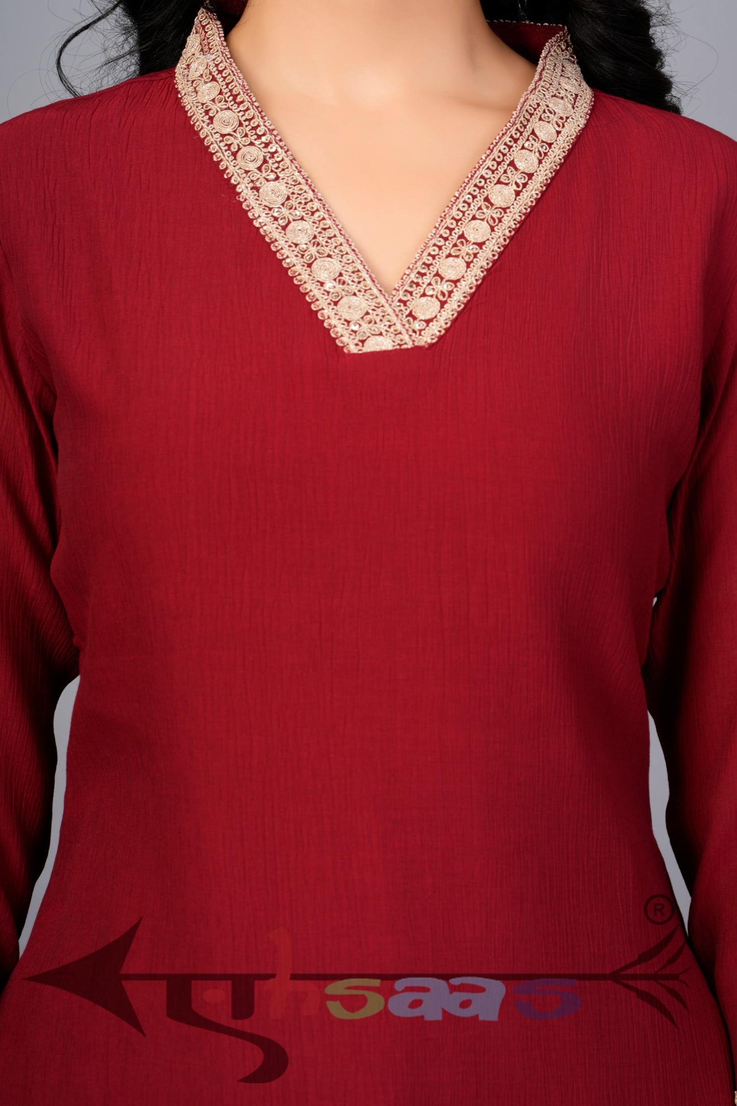 Plain Red Kurta Set