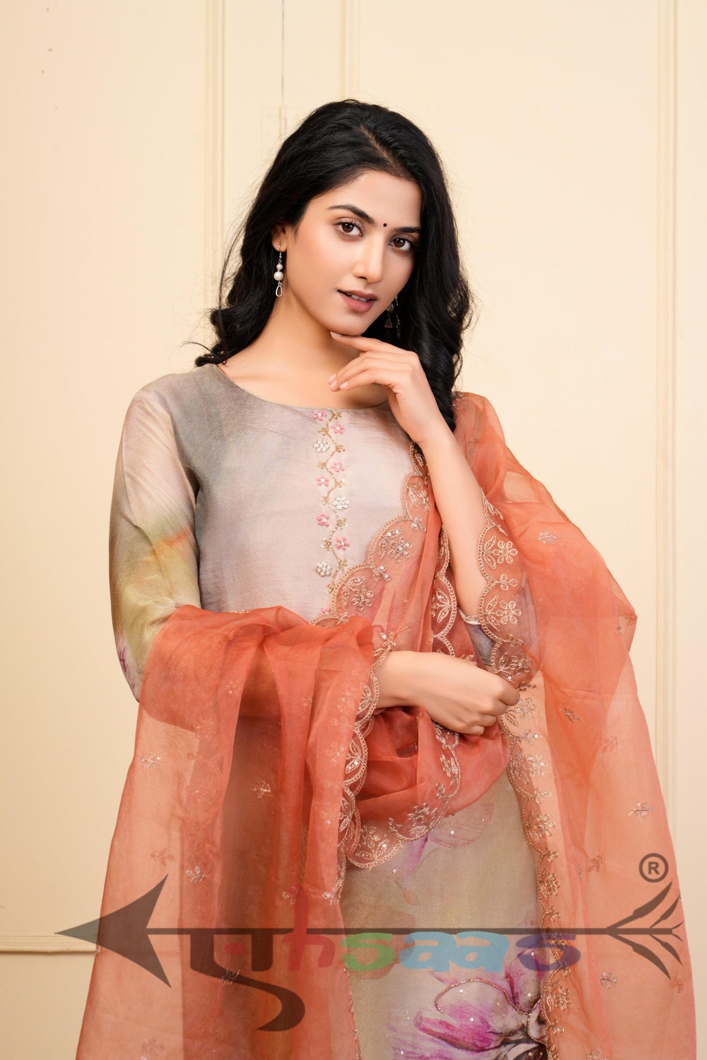 Pure Brown Printed 3 Piece Kurta Set