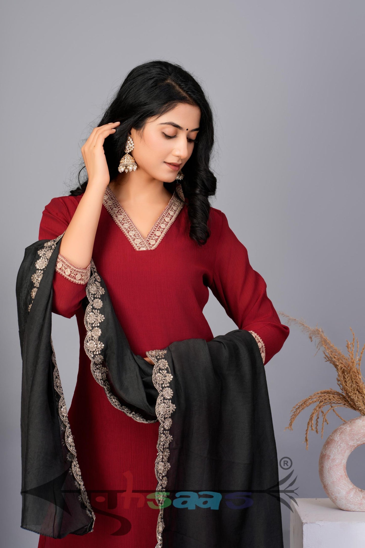 Plain Red Kurta Set