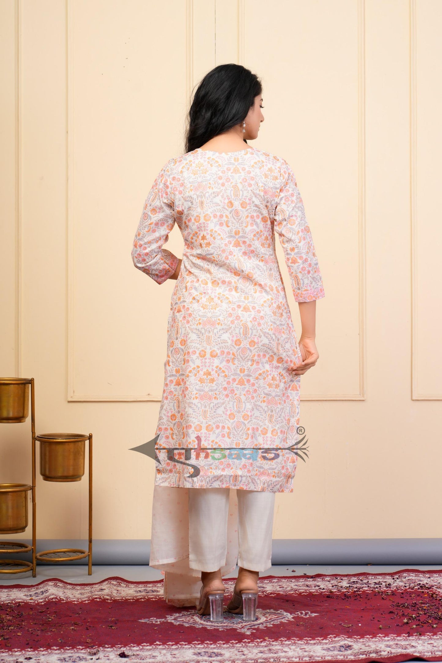 Orange Printed Kurta Sets