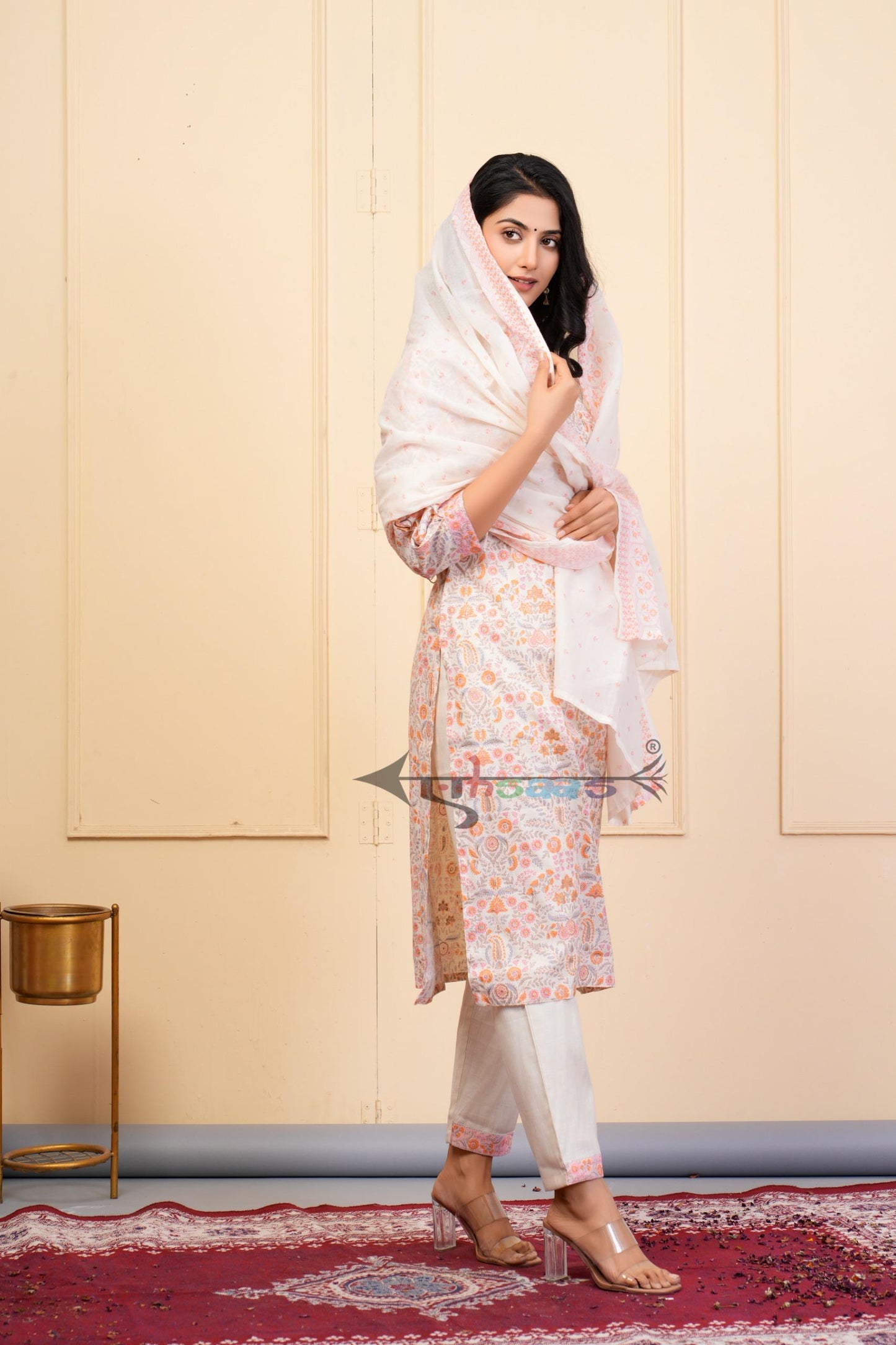 Orange Printed Kurta Sets