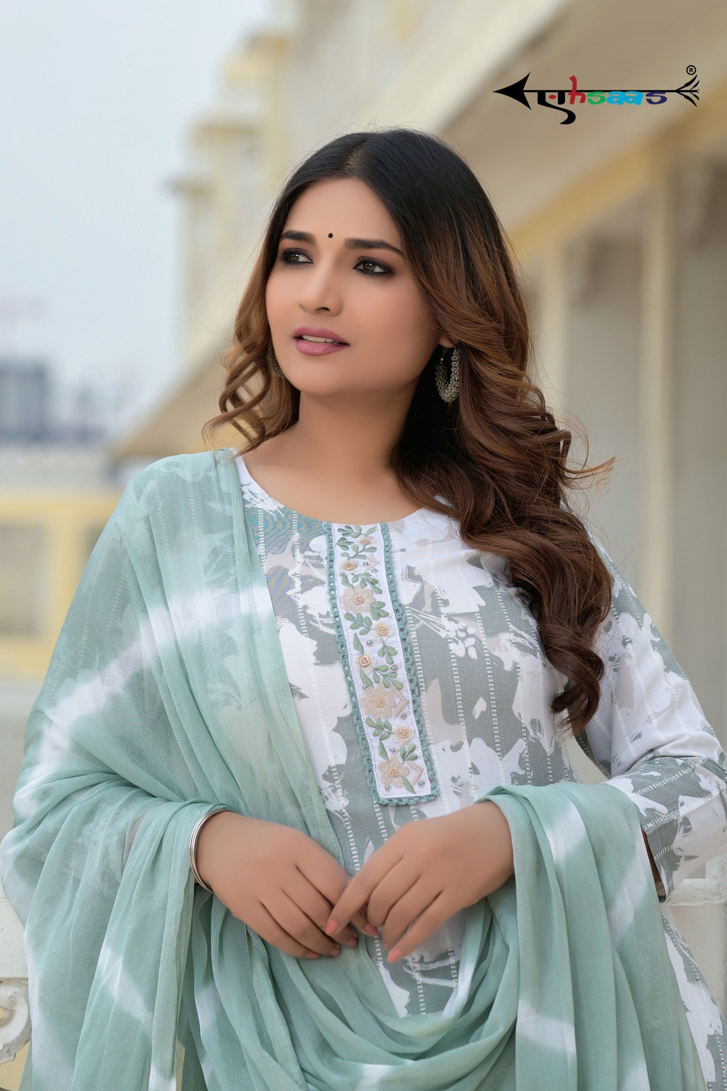 Viscose Floral Green Printed Kurta Set