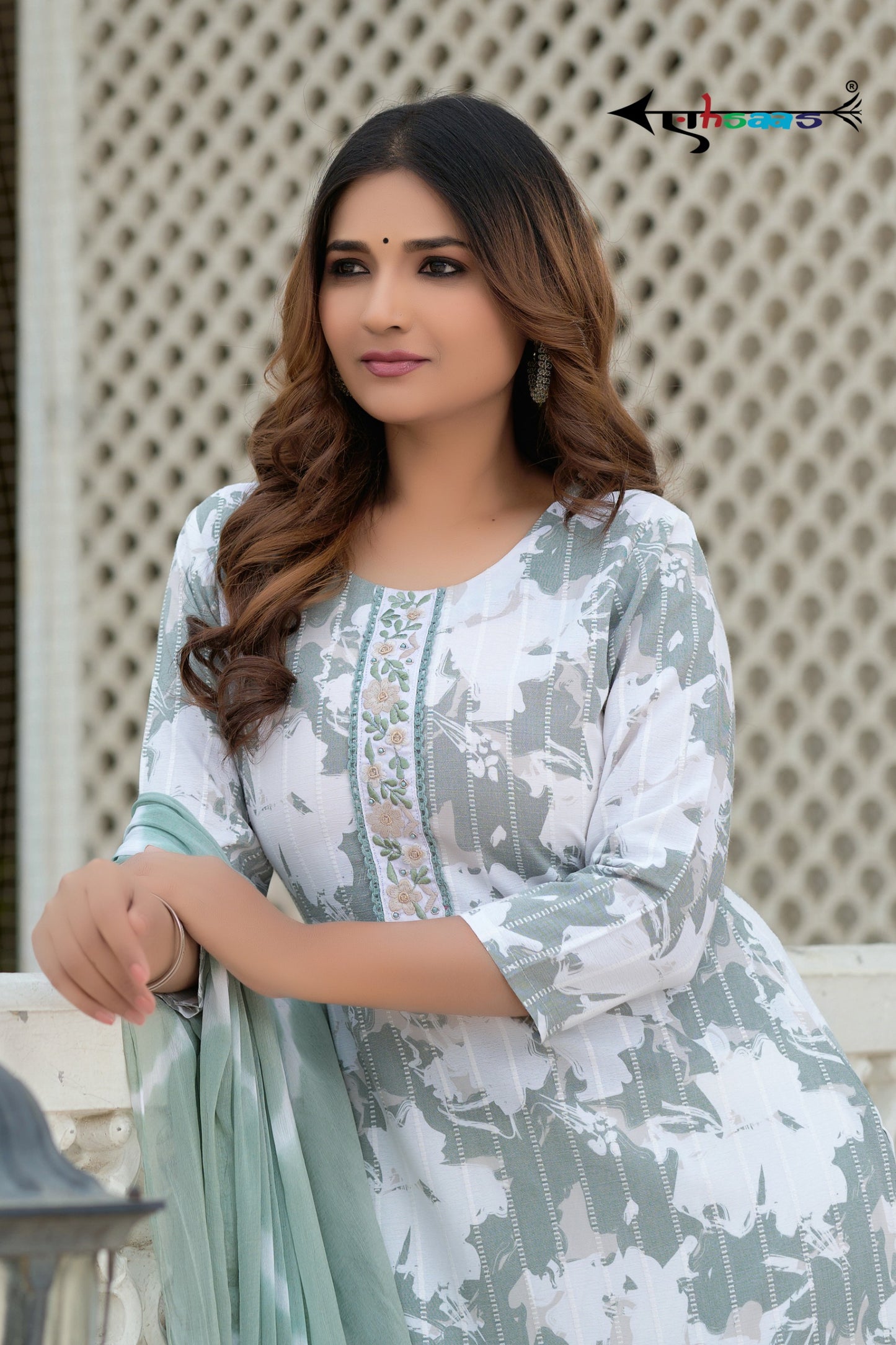Viscose Floral Green Printed Kurta Set
