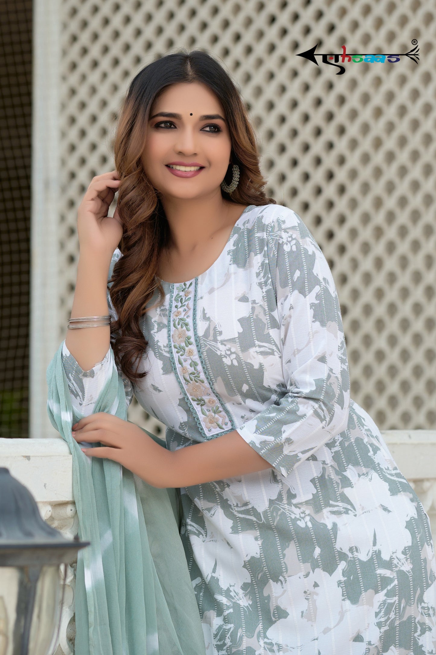 Viscose Floral Green Printed Kurta Set