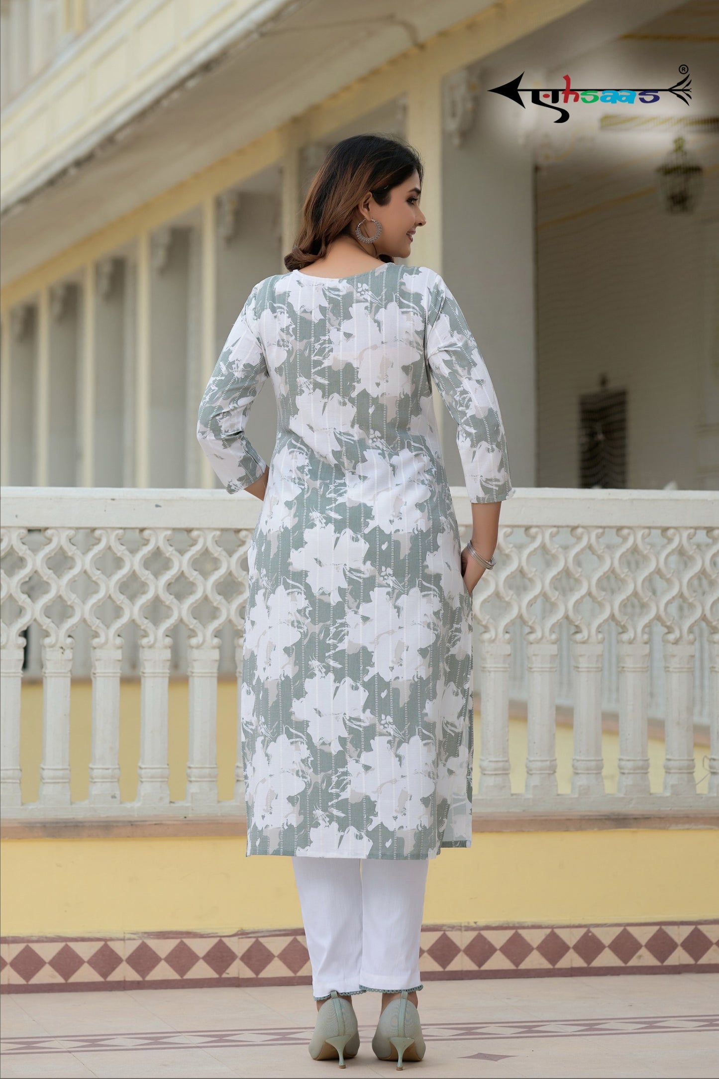 Viscose Floral Green Printed Kurta Set