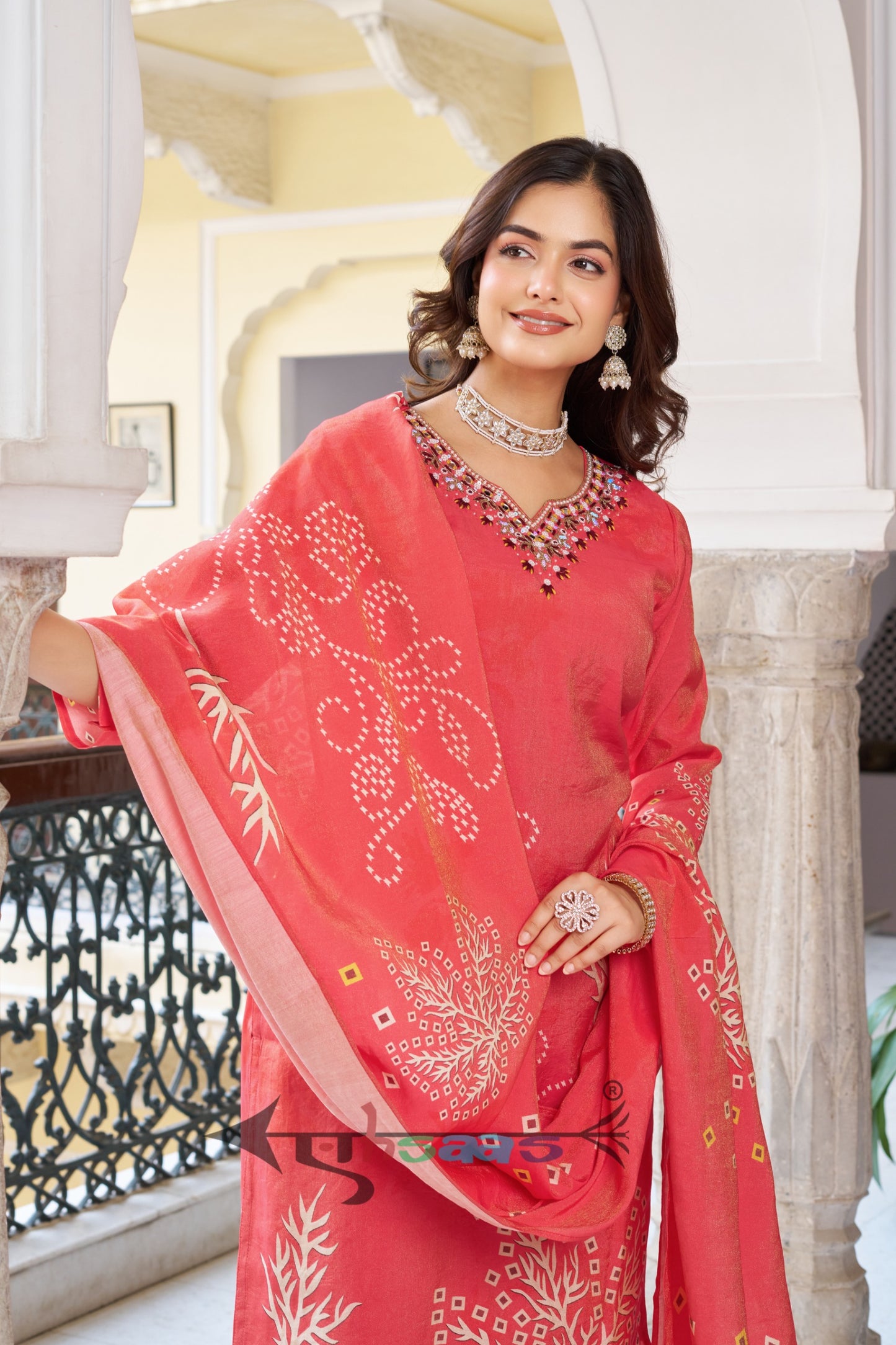 Viscose Shimmer Rust Kurta Set
