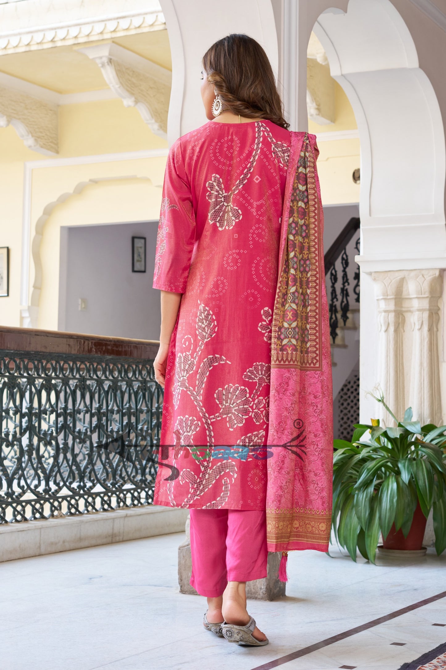 Viscose Shimmer Pink Kurta Set