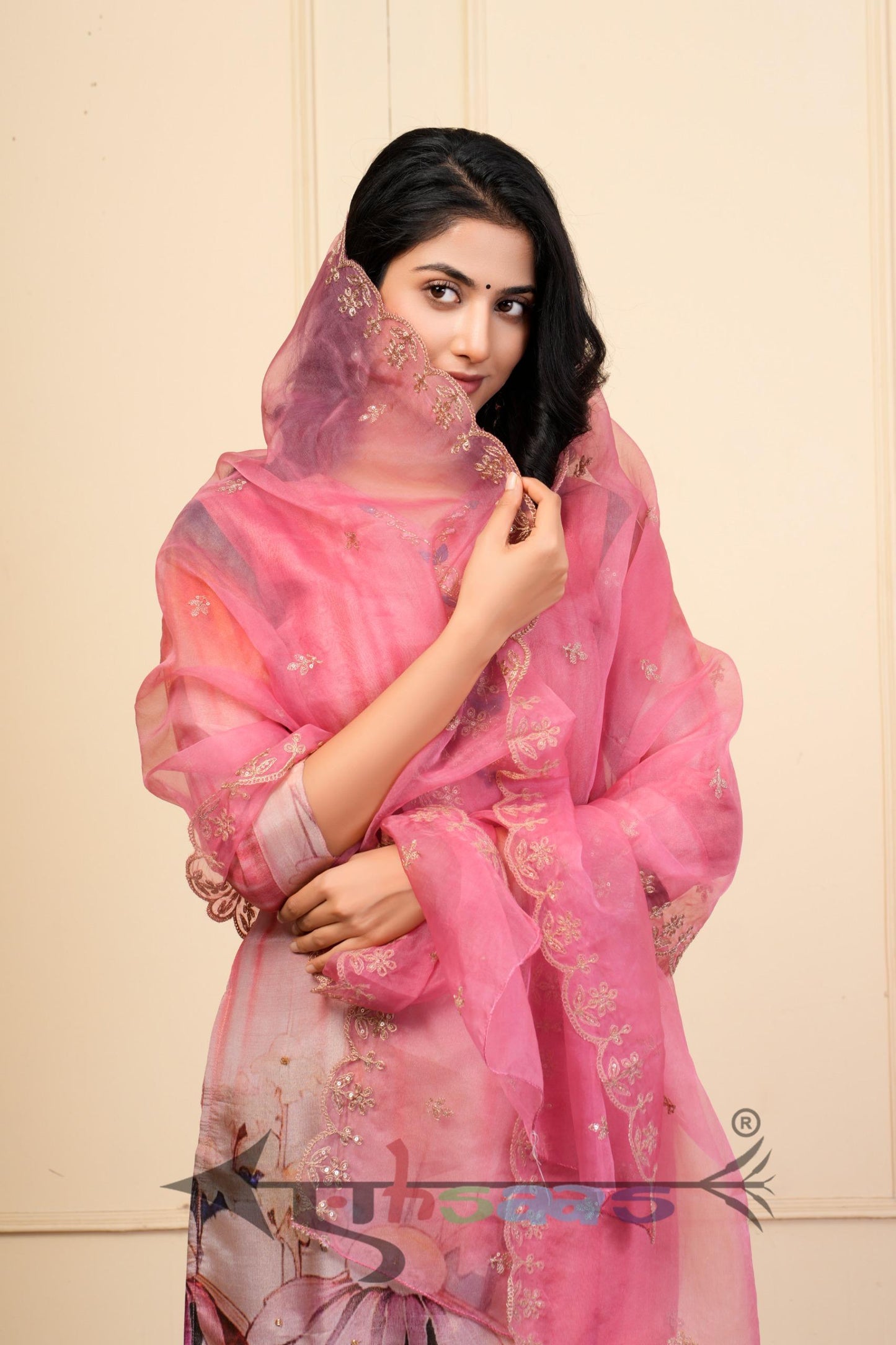 Pink Printed Cotton Kurta Set