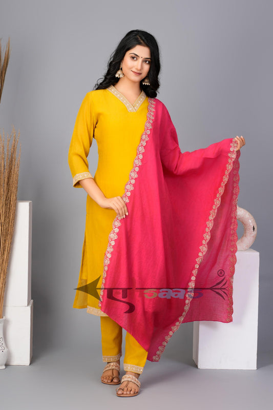 Plain Yellow Kurta Set